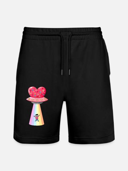 Valentine's Day UFO Abduction - Stanley/Stella Trainer Unisex Organic Jogging Shorts - black
