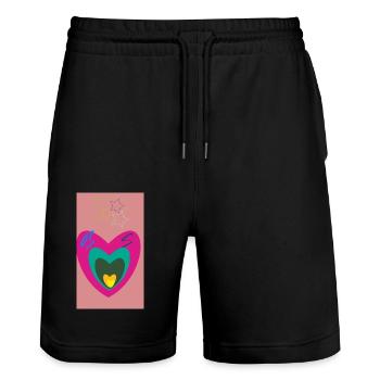 T-shirt - Stanley/Stella Unisex Bio Joggingshorts Trainer  - Schwarz - Vorne - Nik (191cm) & Marisol (170cm)