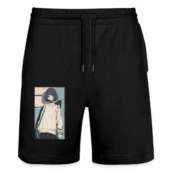 SWS ANIME - Short de jogging bio TRAINER Stanley/Stella unisexe - noir - Devant - Nik (191cm) & Marisol (170cm)