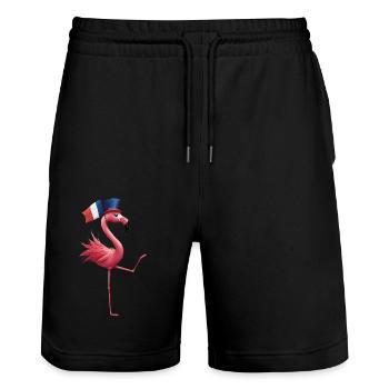 Flamingo - Stanley/Stella Unisex Bio Joggingshorts Trainer  - Schwarz - Vorne - Nik (191cm) & Marisol (170cm)