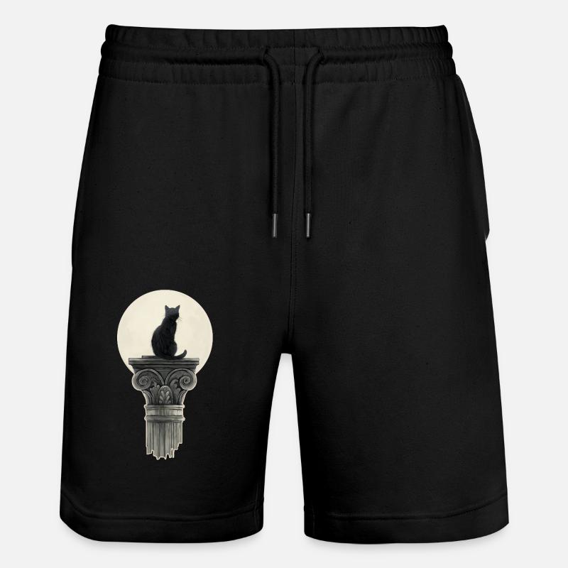 Schwarz Katze - Stanley/Stella Unisex Bio Joggingshorts Trainer  - Schwarz