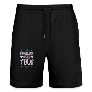 Barcelona Girls Tour Heart - Short de jogging bio TRAINER Stanley/Stella unisexe - noir - Devant - Nik (191cm) & Marisol (170cm)