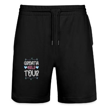 Croatie Girls Tour Coeur - Short de jogging bio TRAINER Stanley/Stella unisexe - noir - Devant - Nik (191cm) & Marisol (170cm)
