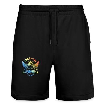 Apres Ski 2024 Party Bunt - Stanley/Stella Unisex Bio Joggingshorts Trainer  - Schwarz - Vorne - Nik (191cm) & Marisol (170cm)
