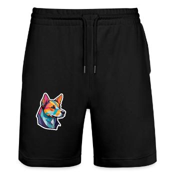 Colorful Dog Portrait - Stanley/Stella Trainer Unisex Organic Jogging Shorts - black - Front - Nik (191cm) & Marisol (170cm)