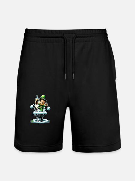 Leaping Leprechaun (Irish Leprechaun) - Stanley/Stella Trainer Unisex Organic Jogging Shorts - black