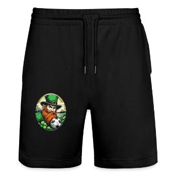 St. Patrick's Day Kleeblatt Fußball - Stanley/Stella Unisex Bio Joggingshorts Trainer  - Schwarz - Vorne - Nik (191cm) & Marisol (170cm)