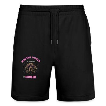 Magyar Vizsla - like a normal dog but cooler pink - Stanley/Stella Trainer Unisex Organic Jogging Shorts - black - Front - Nik (191cm) & Marisol (170cm)
