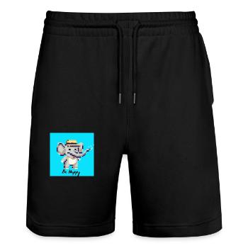 Soyez heureux éléphant - Short de jogging bio TRAINER Stanley/Stella unisexe - noir - Devant - Nik (191cm) & Marisol (170cm)