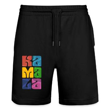 Kamala - prénom - Short de jogging bio TRAINER Stanley/Stella unisexe - noir - Devant - Nik (191cm) & Marisol (170cm)