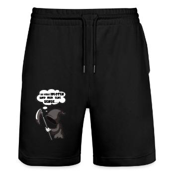 So viele Idioten und nur eine Sense - Sarkasmus - Stanley/Stella Unisex Bio Joggingshorts Trainer  - Schwarz - Vorne - Nik (191cm) & Marisol (170cm)