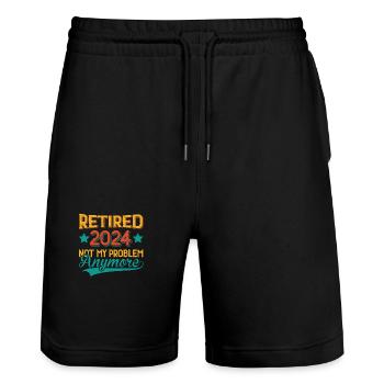 Retired 2024 Not My Problem Anymore - Stanley/Stella Trainer Unisex Organic Jogging Shorts - black - Front - Nik (191cm) & Marisol (170cm)