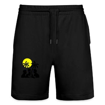 Île, Fête, Célébration, Bière - Short de jogging bio TRAINER Stanley/Stella unisexe - noir - Devant - Nik (191cm) & Marisol (170cm)