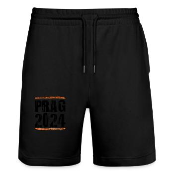 Prag 2024 Spruch - Stanley/Stella Unisex Bio Joggingshorts Trainer  - Schwarz - Vorne - Nik (191cm) & Marisol (170cm)