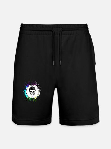 Skull icon - Stanley/Stella Trainer Unisex Organic Jogging Shorts - black