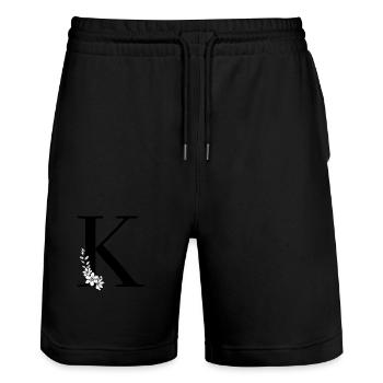 Buchstabe K - Stanley/Stella Unisex Bio Joggingshorts Trainer  - Schwarz - Vorne - Nik (191cm) & Marisol (170cm)