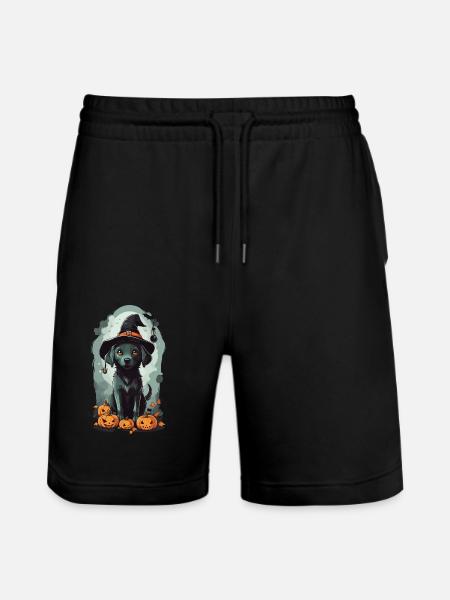 Cute Halloween Witch Dog Design - Stanley/Stella Trainer Unisex Organic Jogging Shorts - black