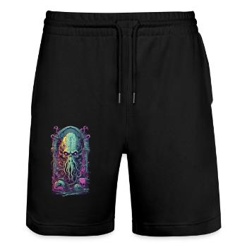 Monstre occulte démone tentacules design gothique - Short de jogging bio TRAINER Stanley/Stella unisexe - noir - Devant - Nik (191cm) & Marisol (170cm)