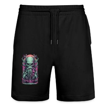 Ghoul Demon Heavy Metal Underworld Design - Stanley/Stella Trainer Unisex Organic Jogging Shorts - black - Front - Nik (191cm) & Marisol (170cm)