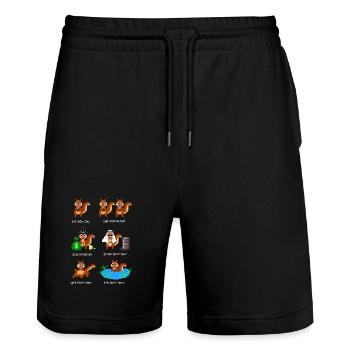 squirrels, rich squirrels, sheikh squirrels, - Stanley/Stella Trainer Unisex Organic Jogging Shorts - black - Front - Nik (191cm) & Marisol (170cm)