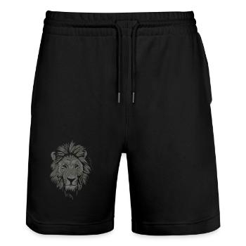I am a lion - Short de jogging bio TRAINER Stanley/Stella unisexe - noir - Devant - Nik (191cm) & Marisol (170cm)