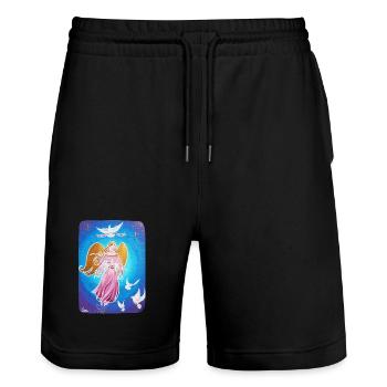 Engel des Friedens - Sonja Ariel von Staden - Stanley/Stella Unisex Bio Joggingshorts Trainer  - Schwarz - Vorne - Nik (191cm) & Marisol (170cm)