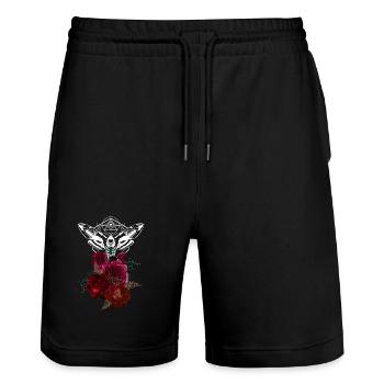 Geometric Moth Over Rose Bouquet - Stanley/Stella Trainer Unisex Organic Jogging Shorts - black - Front - Nik (191cm) & Marisol (170cm)