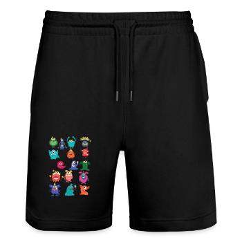 Doux monstre - Short de jogging bio TRAINER Stanley/Stella unisexe - noir - Devant - Nik (191cm) & Marisol (170cm)