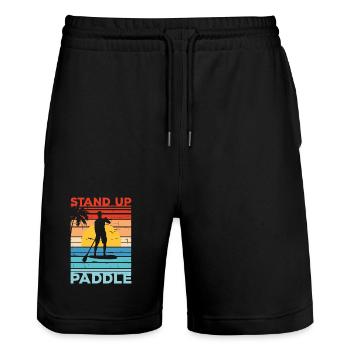 Stand Up Paddle SUP Sonnenliegen Cadeau Paddle - Stanley/Stella Unisex Bio Joggingshorts Trainer  - Schwarz - Vorne - Nik (191cm) & Marisol (170cm)