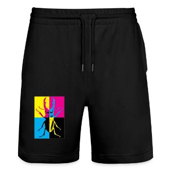 Estilo Pop Art con Escarabajo de Colores - Stanley/Stella Trainer Unisex Organic Jogging Shorts - black - Front - Nik (191cm) & Marisol (170cm)