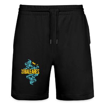 Balearic Islands Waves Pattern - Stanley/Stella Trainer Unisex Organic Jogging Shorts - black - Front - Nik (191cm) & Marisol (170cm)