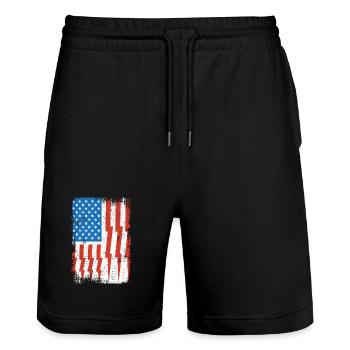 Drapeau américain de l’électricien - Short de jogging bio TRAINER Stanley/Stella unisexe - noir - Devant - Nik (191cm) & Marisol (170cm)