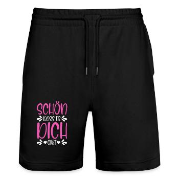 Schön dass es dich gibt - Stanley/Stella Unisex Bio Joggingshorts Trainer  - Schwarz - Vorne - Nik (191cm) & Marisol (170cm)
