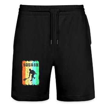 Design de squash sportif - Short de jogging bio TRAINER Stanley/Stella unisexe - noir - Devant - Nik (191cm) & Marisol (170cm)