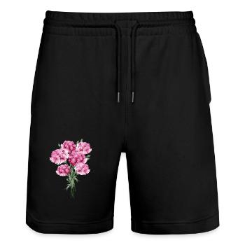 fascinant bouquet rose d’œillets - Short de jogging bio TRAINER Stanley/Stella unisexe - noir - Devant - Nik (191cm) & Marisol (170cm)
