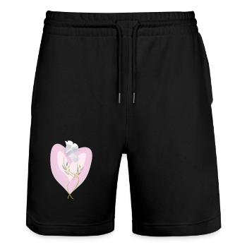 Sanfte weiße Tulpe Herz Illustration - Stanley/Stella Unisex Bio Joggingshorts Trainer  - Schwarz - Vorne - Nik (191cm) & Marisol (170cm)