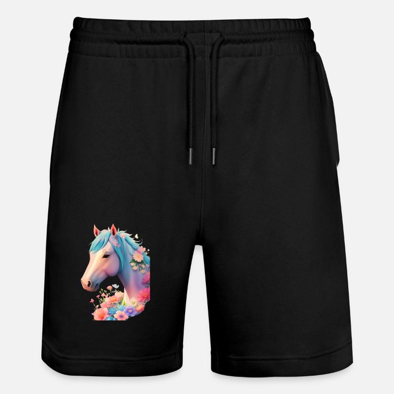 Blütenpferdchen - Stanley/Stella Unisex Bio Joggingshorts Trainer  - Schwarz
