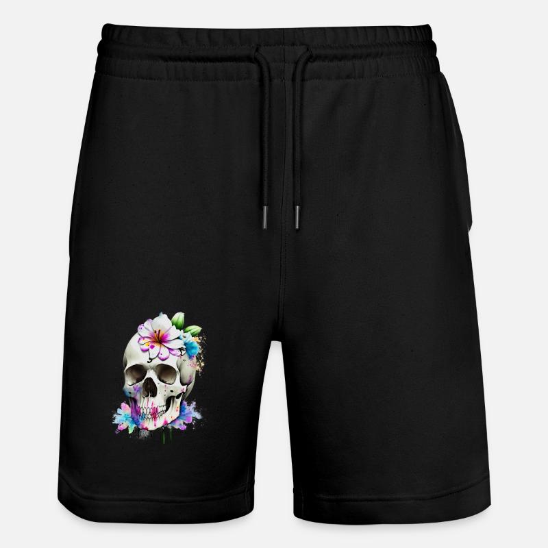 Crâne avec lys - Short de jogging bio TRAINER Stanley/Stella unisexe - noir