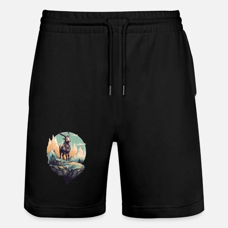 Mythischer Bergziege auf Flyerfelsen - Stanley/Stella Unisex Bio Joggingshorts Trainer - Schwarz