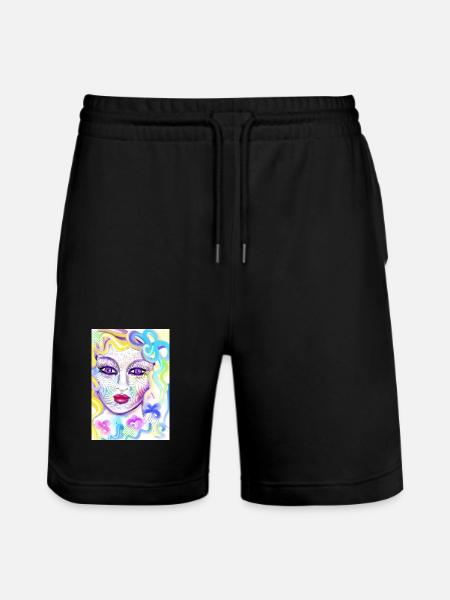Farbenfrohe Fantasieporträtdesign - Stanley/Stella Unisex Bio Joggingshorts Trainer  - Schwarz