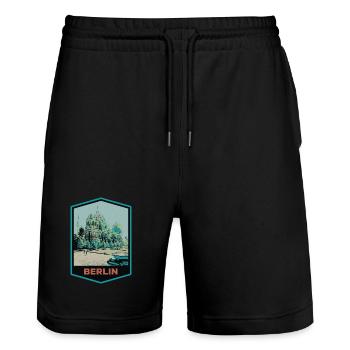Illustration Dom des Berliner Doms - Stanley/Stella Unisex Bio Joggingshorts Trainer  - Schwarz - Vorne - Nik (191cm) & Marisol (170cm)