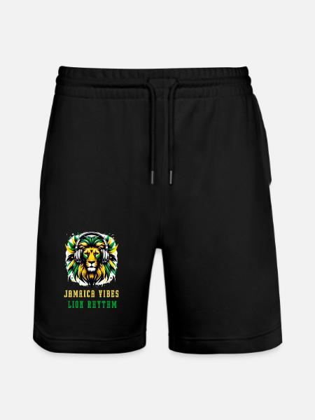 Jamaica lion reggae design - Stanley/Stella Trainer Unisex Organic Jogging Shorts - black