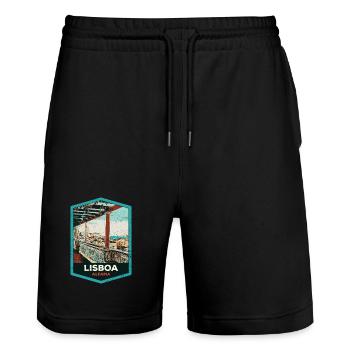 Illustration Alfama, Lissabon - Stanley/Stella Unisex Bio Joggingshorts Trainer  - Schwarz - Vorne - Nik (191cm) & Marisol (170cm)