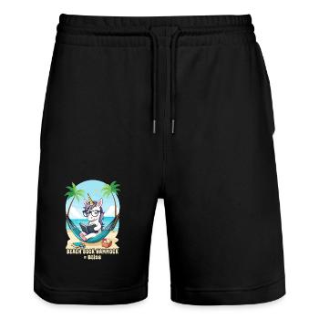 Licorne avec livre - Short de jogging bio TRAINER Stanley/Stella unisexe - noir - Devant - Nik (191cm) & Marisol (170cm)
