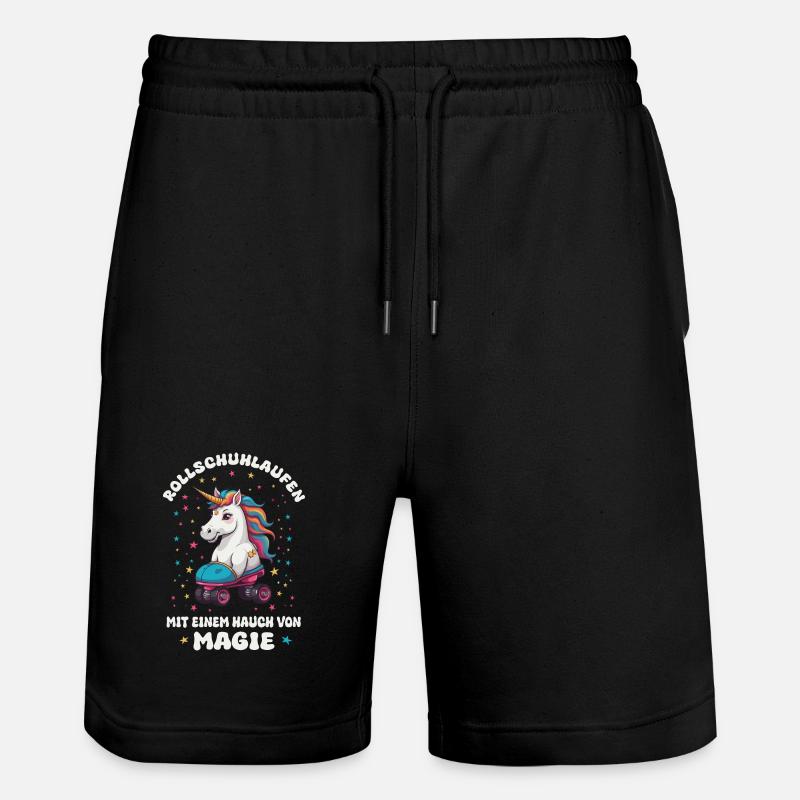Einhorn Rollschuhlaufen - Stanley/Stella Unisex Bio Joggingshorts Trainer - Schwarz