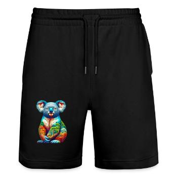 Koala - Stanley/Stella Unisex Bio Joggingshorts Trainer  - Schwarz - Vorne - Nik (191cm) & Marisol (170cm)