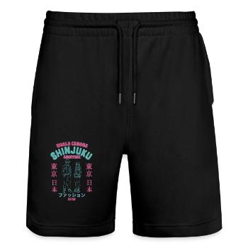 World Famous Shinjuku shopping district - Stanley/Stella Unisex Bio Joggingshorts Trainer  - Schwarz - Vorne - Nik (191cm) & Marisol (170cm)