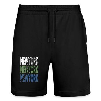 Tennis Shirt New York Turnier Amerika Design - Stanley/Stella Unisex Bio Joggingshorts Trainer  - Schwarz - Vorne - Nik (191cm) & Marisol (170cm)
