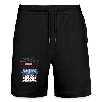 Clever cats - Stanley/Stella Trainer Unisex Organic Jogging Shorts - black - Front - Nik (191cm) & Marisol (170cm)