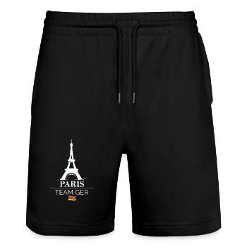 paris team germany Sport Athlet Spiele Symbol Logo - Stanley/Stella Unisex Bio Joggingshorts Trainer  - Schwarz - Vorne - Nik (191cm) & Marisol (170cm)